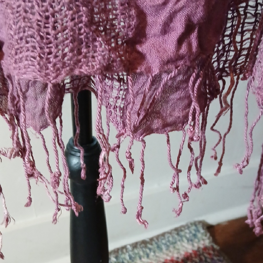 Flowy Mesh Scarf Or Wrap Mauve Woven Cotton Street Wear, Easy Going Gypsy Vibe - Picture 8 of 8